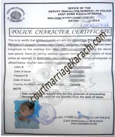 Police Character Certificate - Court Marriage Karachi